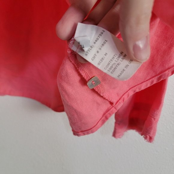 Cut Loose Womens Pink 100% Linen Button Up Cardigan Blouse Top Size M USA - Picture 4 of 4
